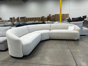 *New* Ontai Dolen 3-Piece Curved Fabric Sectional (Cream)