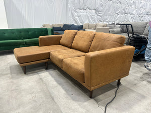 Tan Microsuede Reversible Chaise Sectional