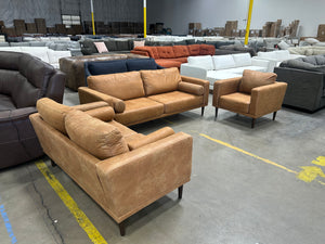Ashley Tan Microsuede 3-Pc Sofa/Loveseat/Chair Set