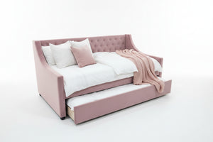Mauve Velvet MCM Trundle Bed