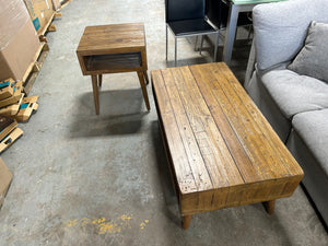 Oak Wood MCM Coffee Table/End Table Set