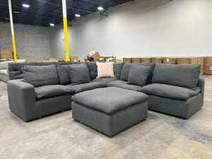 Bassett Beckham Track Arm Modular L-Shaped Sectional (Pewter)