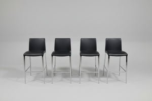 Black Leather Counter Stools (Set of 4)