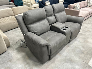 Gray Microsuede Power Recliner Sofa