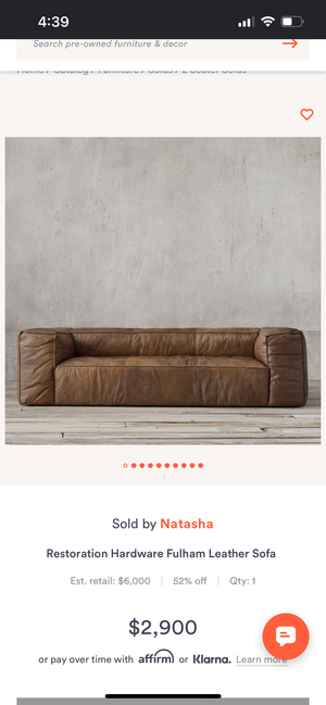 RH Fulham Leather Sofa (Matador Nutmeg)