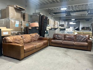 Italian Leather Cognac Tan 2-Pc Durango Sofa Set