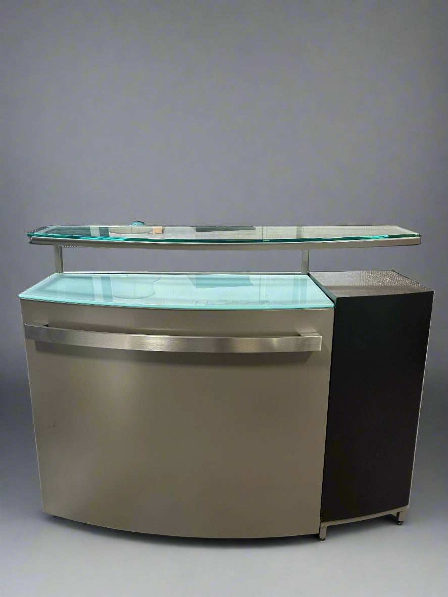 Contemporary Glass-Top Folding Bar Cabinet