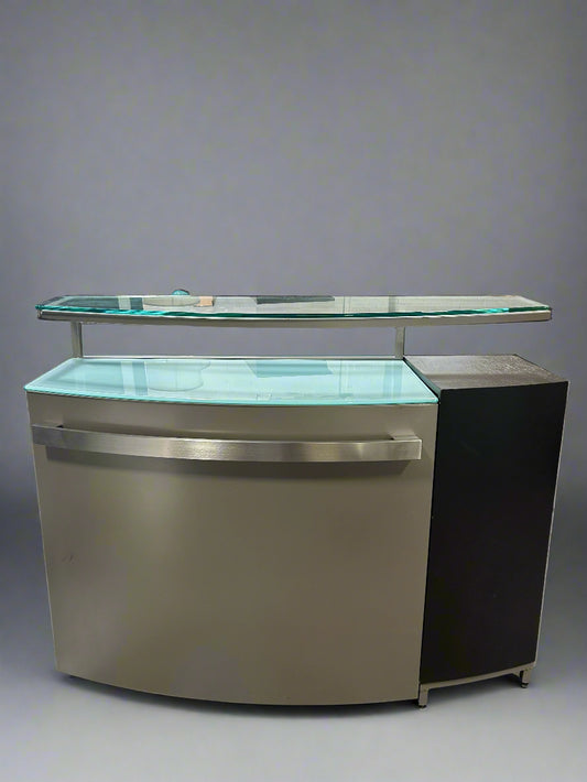 Contemporary Glass-Top Folding Bar Cabinet
