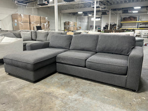 Contemporary 2-Pc Gray LAF Chaise Sectional