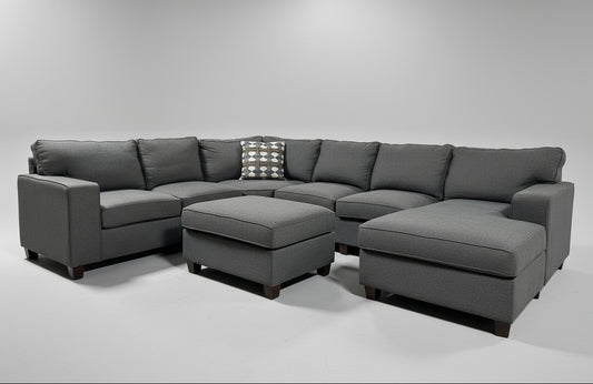 7-Pc Modular Dark Gray Sectional w/Ottoman