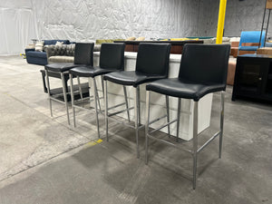 Black Leather Counter Stools (Set of 4)