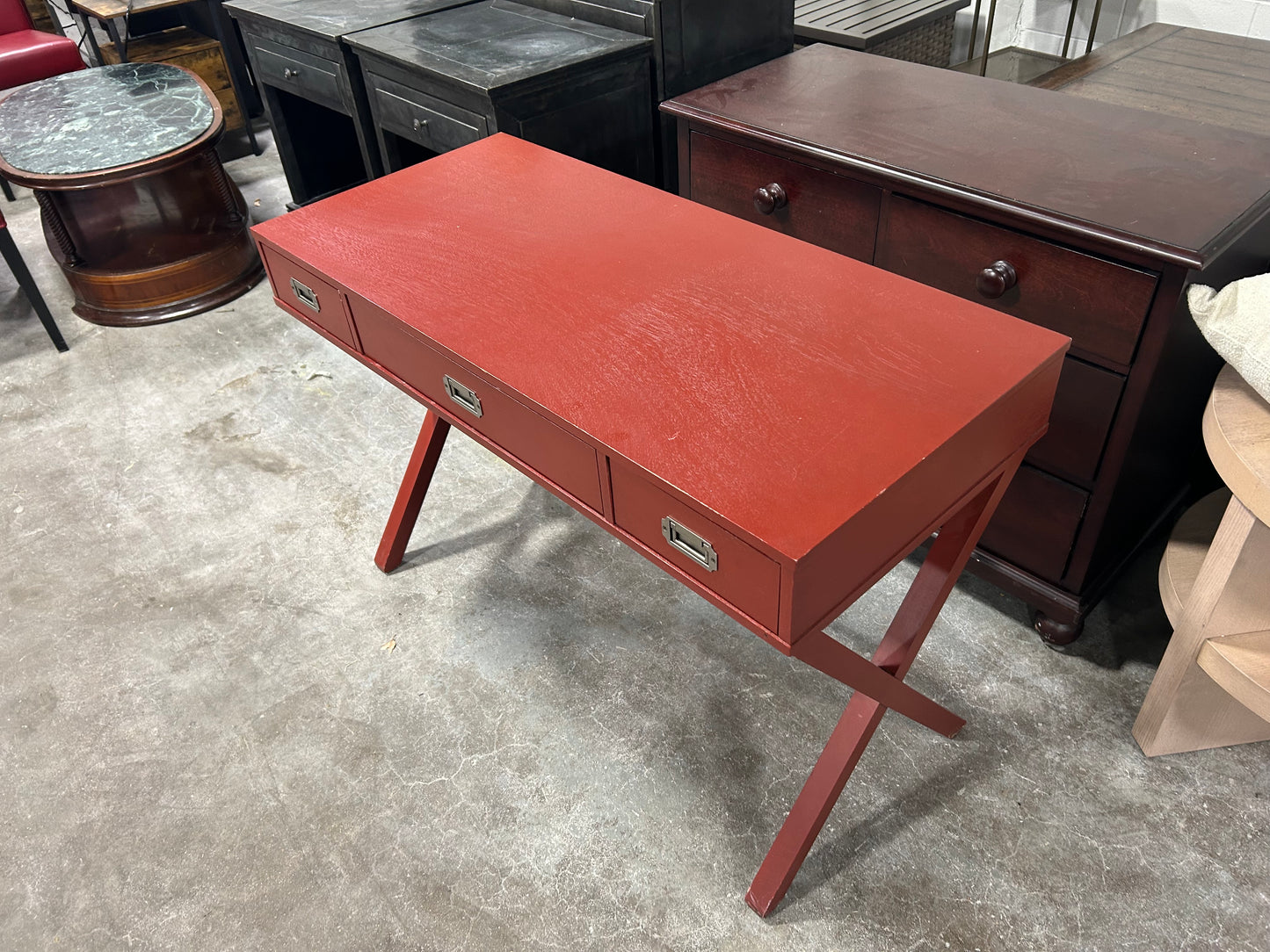 Red Wooden MCM Desk