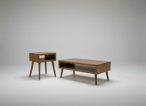 Oak Wood MCM Coffee Table/End Table Set