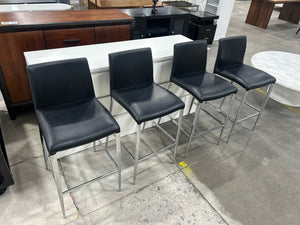 Black Leather Counter Stools (Set of 4)