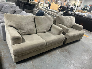 2-Pc Beige Chenille Sofa & Chair Set