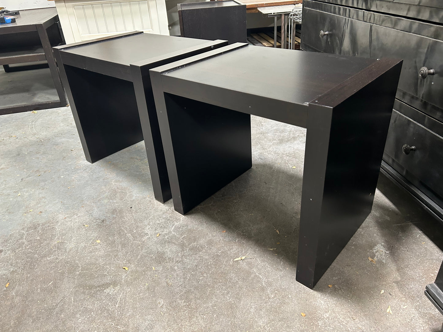 Espresso Wooden Glass-Top End Table Set