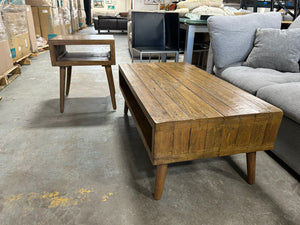 Oak Wood MCM Coffee Table/End Table Set