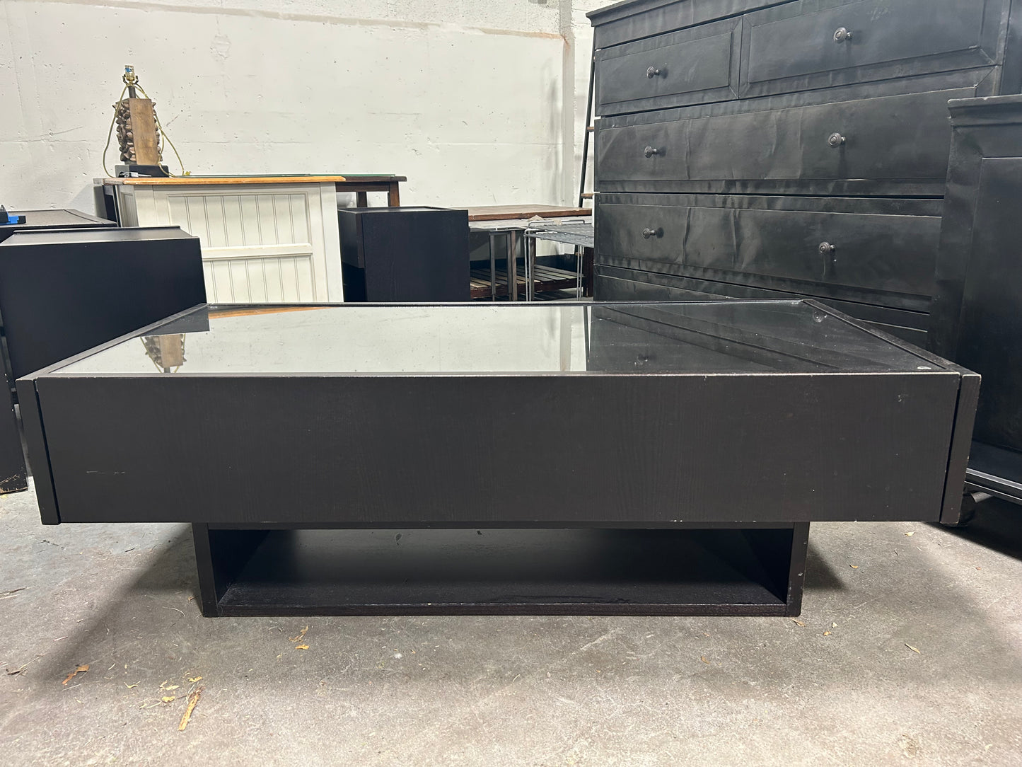 Espresso Wooden Glass-Top Coffee Table