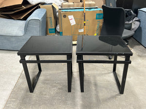 Modern Black Glass End Table Set