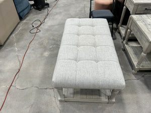 Tufted Light Gray Farmhouse Bench