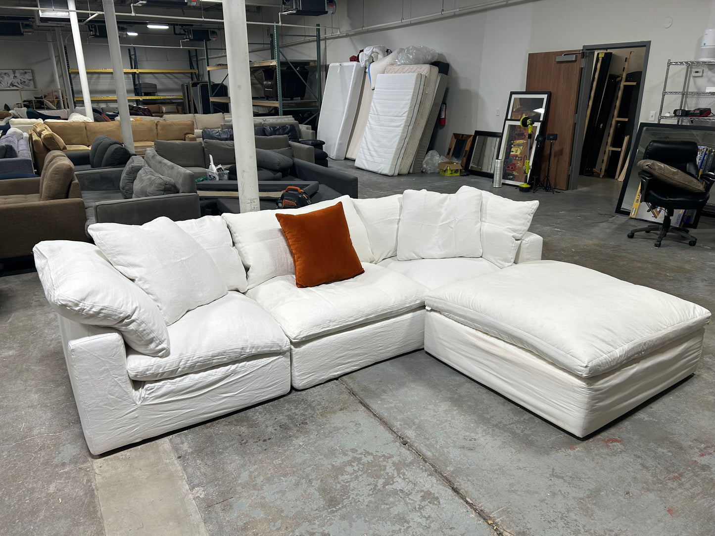 Restoration Hardware 4-Pc White Cloud Sectional w/BRAND-NEW Covers