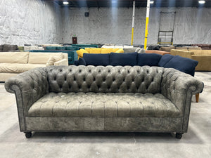 Arhaus Berwick Leather Chesterfield Sofa (Banks Mink)