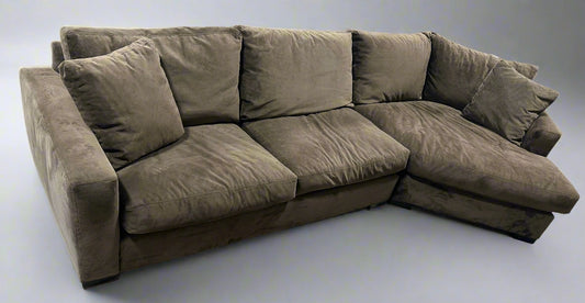 Room & Board Dark Brown Velvet Cuddler Sectional