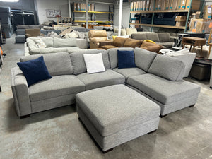 Contemporary Light Gray Chaise Sectional w/Ottoman