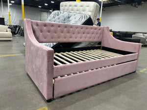 Mauve Velvet MCM Trundle Bed