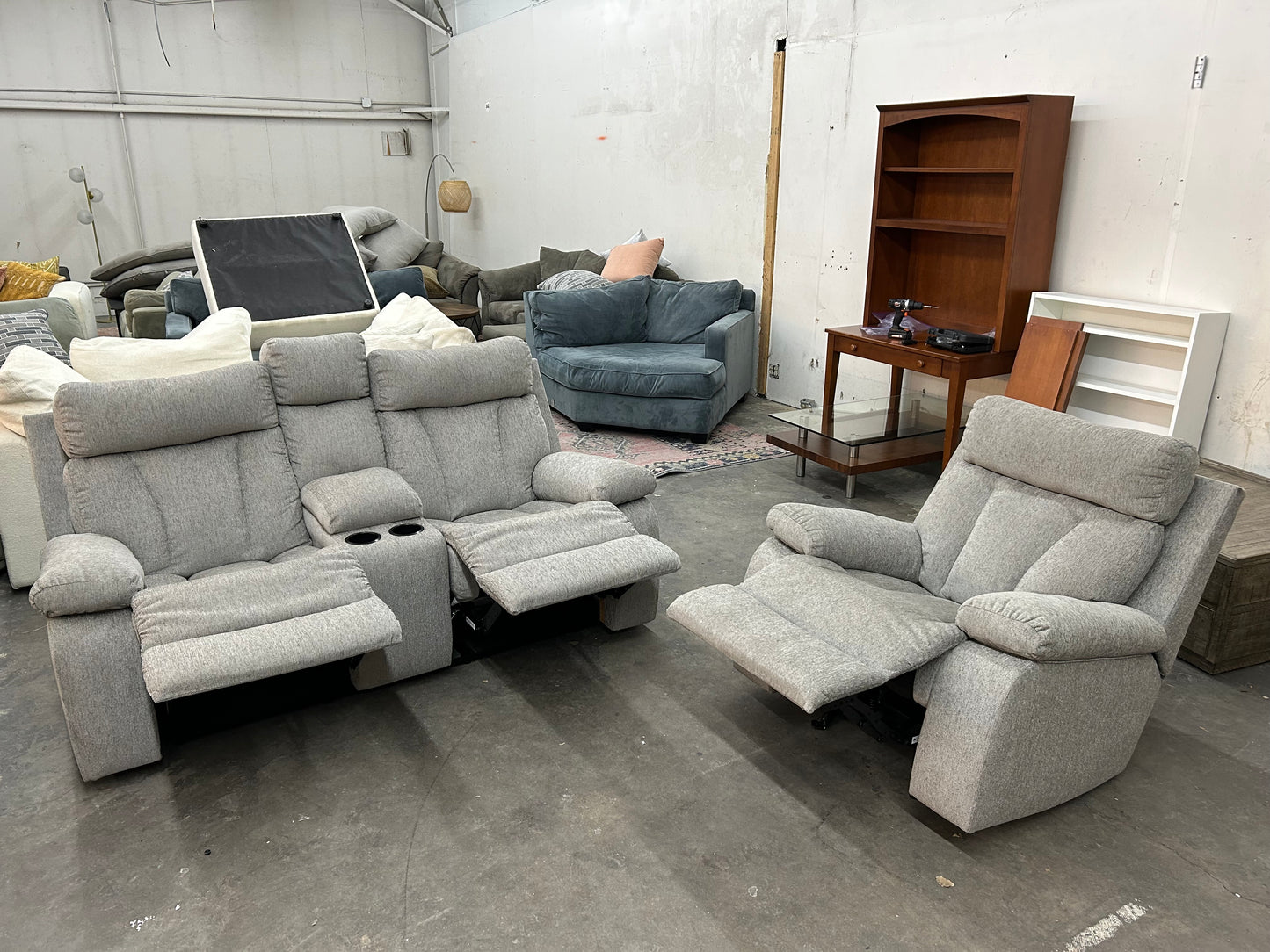 Gray Recliner Couch And Chair Set