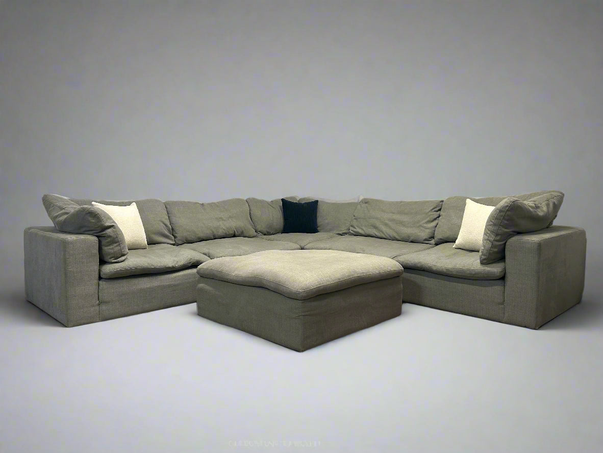 6-Pc Modular Sky Grey Cloud Sectional With Ottoman