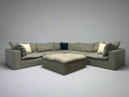 6-Pc Modular Sky Grey Cloud Sectional With Ottoman