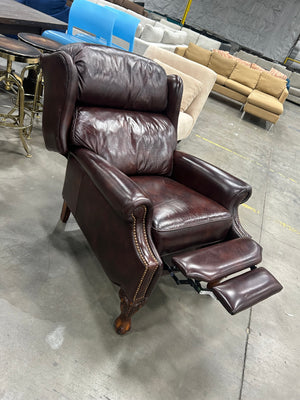Maroon Leather Wingback Recliner Chair