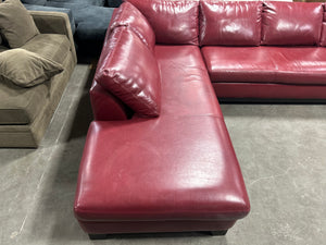 2-Pc Red Leather Chaise Sectional