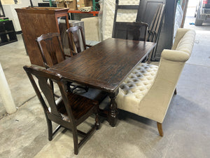 Pottery Barn 6-Pc Dark Brown Benchwright Dining Set