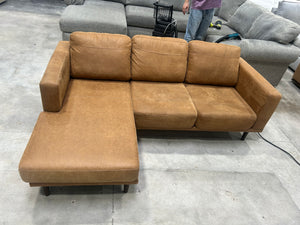 Tan Microsuede Reversible Chaise Sectional