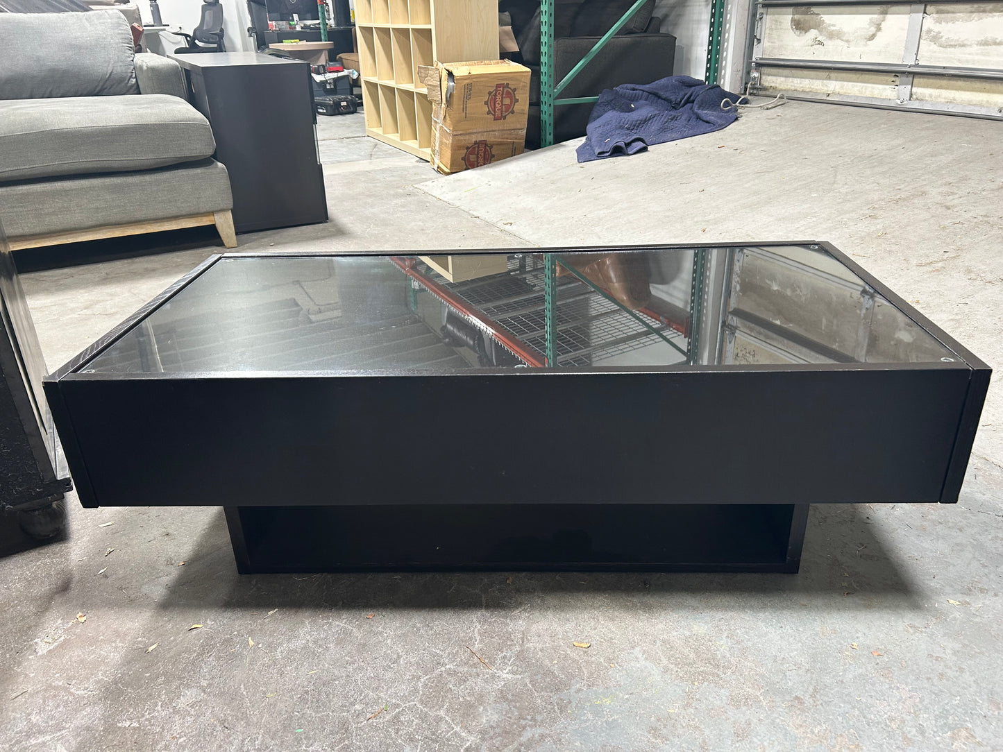 Espresso Wooden Glass-Top Coffee Table