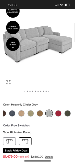 Jonathan Louis 3-Pc Modular Light Gray Chaise Sectional