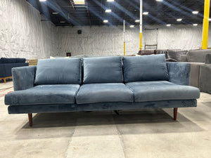 AllModern Miller 84” Upholstered Sofa (Blue Velvet)