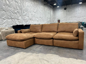 Ashley Tan Microsuede Chaise Sectional