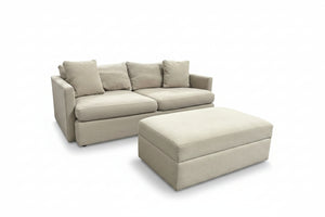 Crate & Barrel 83” Lounge Deep Sofa w/Storage Ottoman (Beige)