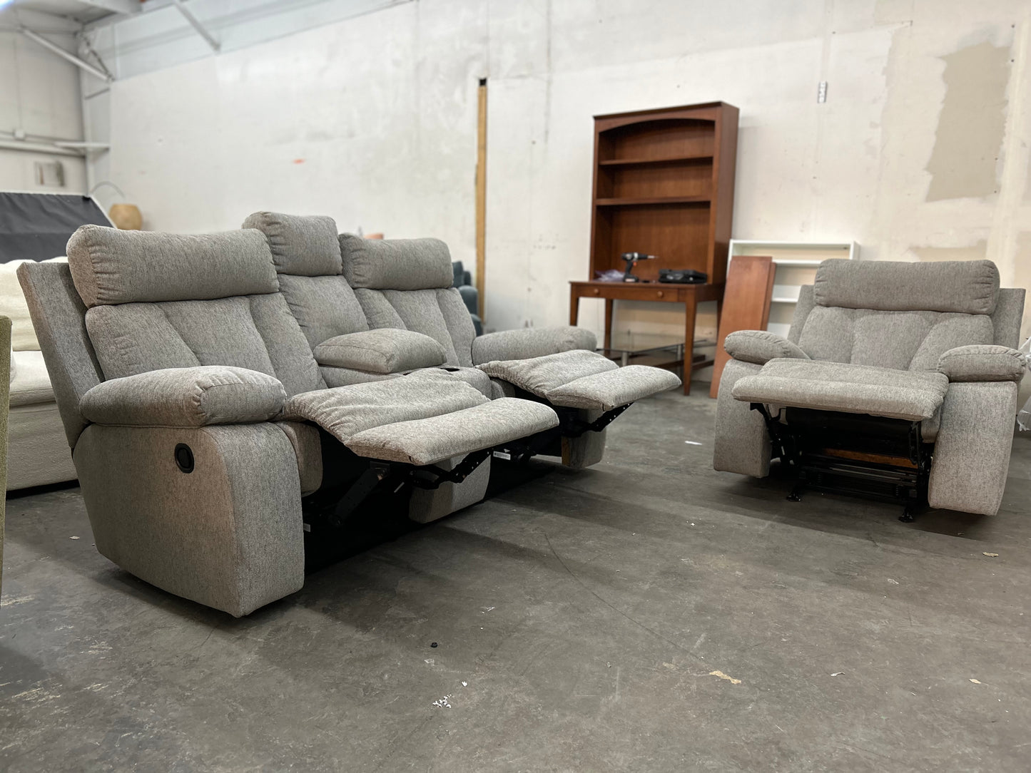 Gray Recliner Couch And Chair Set