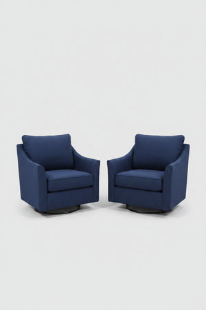 La-Z-Boy Navy Velvet Swivel Chair Set