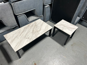 Contemporary Marbled Coffee Table/End Table Set