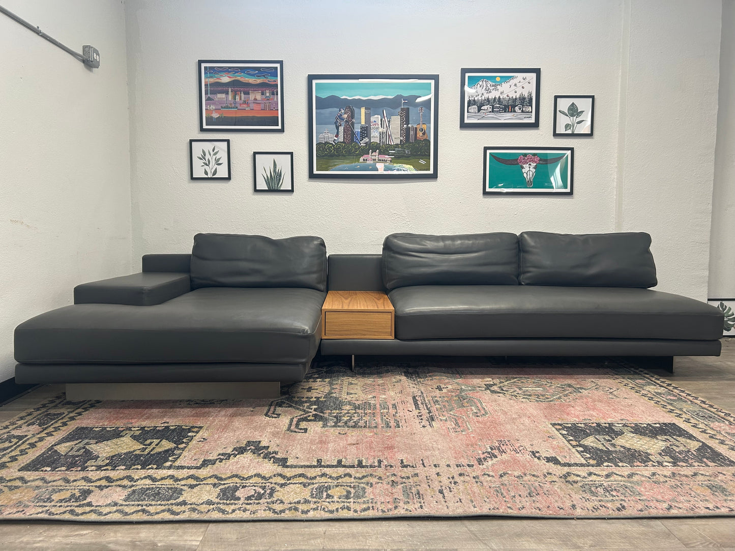 Rove Concepts Dark Gray Leather Dresden Sectional