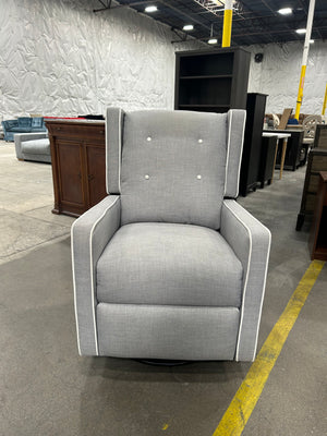 Tufted Light Gray Fabric Glider Chair