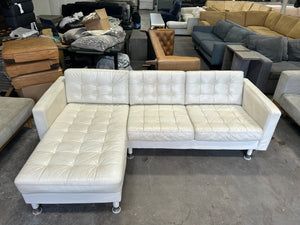 White Leather MCM Chaise Sectional