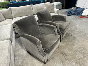 Crate & Barrel Gray Velvet Chair Set