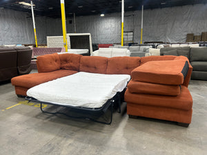 Ashley Burnt Orange Dual Chaise Sleeper Sectional