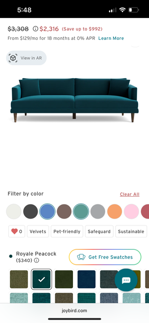 BRAND-NEW Joybird Lewis Grand Sofa (Royale Peacock)